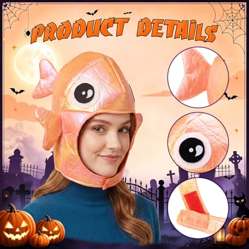 Halfchet Goldfish Halloween Funny Hat Costume Accessory Ocean Costume | 3D Goldfish with Soft Texture, Halloween Funny Hat Costume Accessory， Ocean Costume Sea Animal for Halloween Dress up - style: Goldfish
