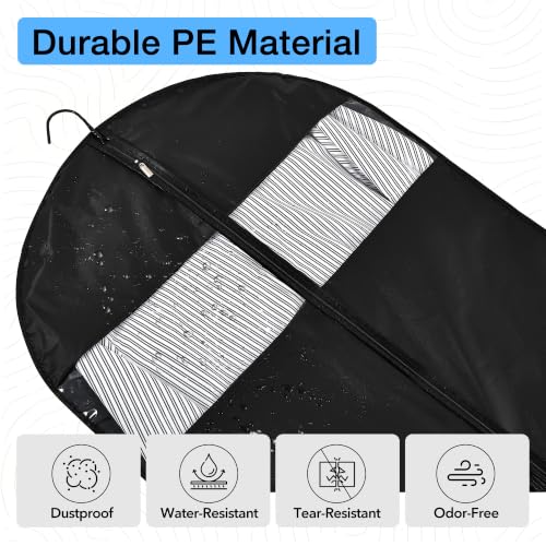 43" Suit Bags for Closet Storage and Travel, Garment Bags for Hanging Clothes, Suit Garment Bag for Men, Black Suit Cover Bags with Clear Window for Coats, Jackets, Shirts（10 Packs） - size: 43''- 10 Pack