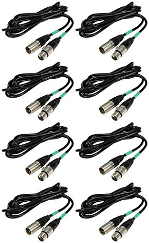 (8) Chauvet DMX3P5FT 5 Foot Male to Female 3 Pin DMX Cables DMX 3P 5FT