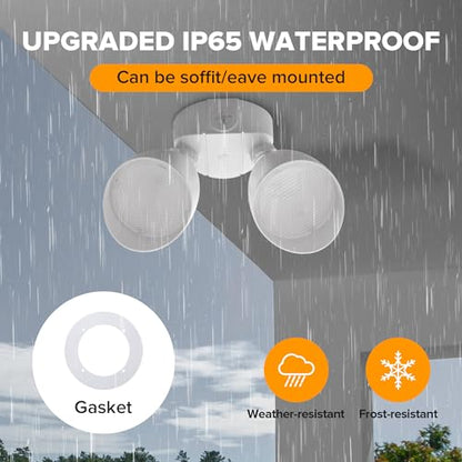 UME 2-Packs 2500 Lumen 32 Watt 28 LED Dual-Head Floodlight Outdoor, Full Metal Design, Waterproof Exterior Security Wall Light for Patio, Garden, Yard-White - color: White