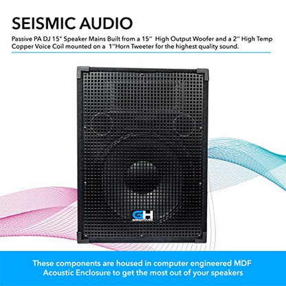 Grindhouse Speakers - GH15L - Passive 15 Inch 2-Way PA/DJ Loudspeaker Cabinet - 800 Watt Full Range PA/DJ Band Live Sound Speaker - size: Single