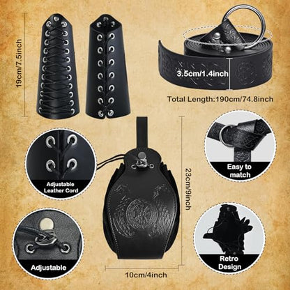 HODBLKT 7PCS Women Renaissance Fairy Costume Medieval Elf Dress Halloween - color: Green, size: X-Small