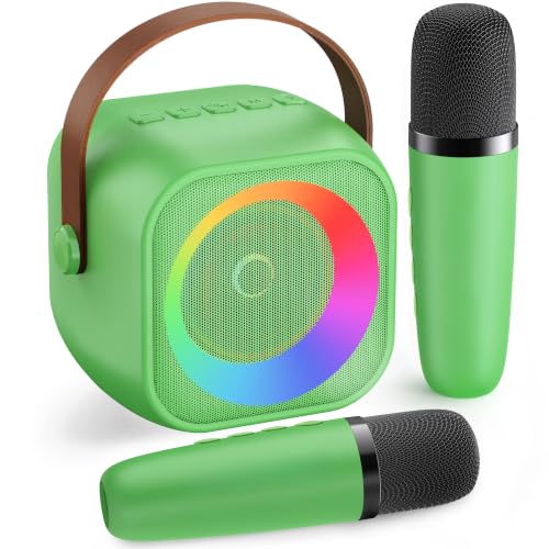 Karaoke Machine for Kids Adults,Mini Portable Bluetooth Speaker for Parties - color: Green