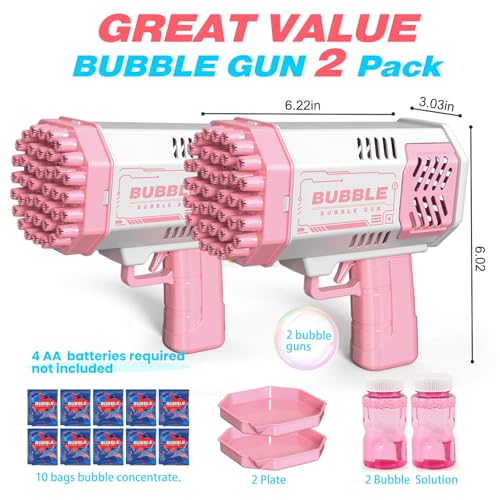 JONEG Toys for 3-8 Year Old Boys Girls Kids- Bubble Machine for Kids, Gifts - color: Pink+pink