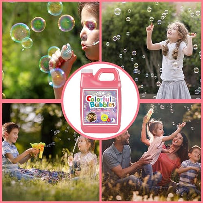 Lulu Home Concentrated Bubble Solution, 1 L/ 33.8 OZ Refill | For Bubble Machines, Giant Wands, and Blowers, Up to 2.5 Gallons, For Kids' Birthday Parties - color: Pink