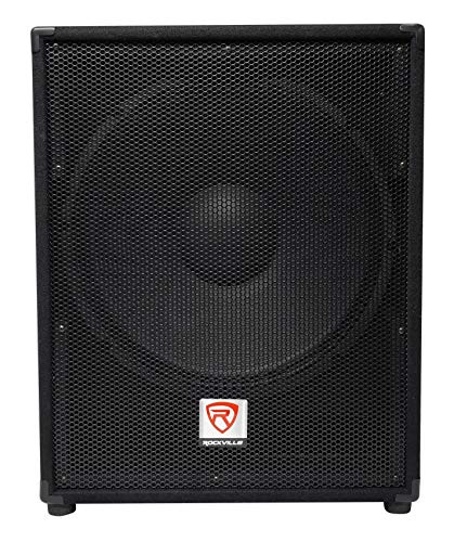 Rockville PBG18 Bundle: 18" 2000W Peak/1000W RMS Passive 8-Ohm Pro Audio Subwoofer with MDF Cabinet, WH4 3" Locking Swivel Steel Caster Wheels for PA Speakers and Subwoofers, 2-Items