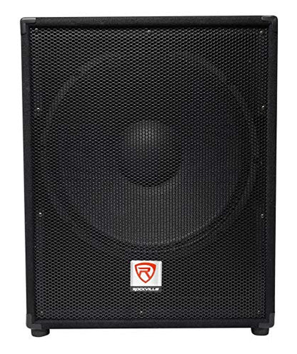 Rockville PBG18 Bundle: 18" 2000W Peak/1000W RMS Passive 8-Ohm Pro Audio Subwoofer with MDF Cabinet, WH4 3" Locking Swivel Steel Caster Wheels for PA Speakers and Subwoofers, 2-Items