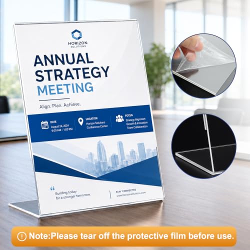 18 Pack Acrylic Sign Holder 8.5 x 11, Plastic Clear Display Stand for Tabletop, L-Shaped Vertical Acrylic Paper Holder for Menu, Flyers, Office, Restaurants, Documents, Store, Desktop - size: Vertical 18 Pack 8.5x11