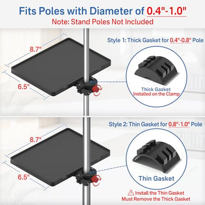 Functional Microphone Stand Tray with Adjustable Mic Stand Phone Holder - 8.7"x6.5" Mic Stand Tray Shelf Clamp-On Music Stand Accessory for Live Streaming Karaoke Recording - size: Plastic Small Tray