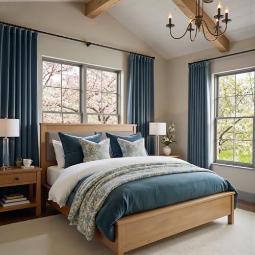 Lazzzy Blue Blackout Velvet Curtains 84 Inch Length Pinch Pleated Thermal Insulated Room Darkening Luxury Modern Back Tab Window Drapes for Bedroom Living Room 2 Panels, 52 x 84 Inch, Aegean Blue - color: Aegean Blue, size: 52"W x 84"L (Pack of 2)