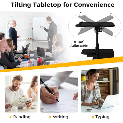 LDAILY Mobile Podium Stand, Height-Adjustable Portable Rolling Laptop Stand with Storage Cabine & Tilting Desktop, Sit to Stand Desk Laptop Cart with Lockable Casters for Office (Black) - color: Black