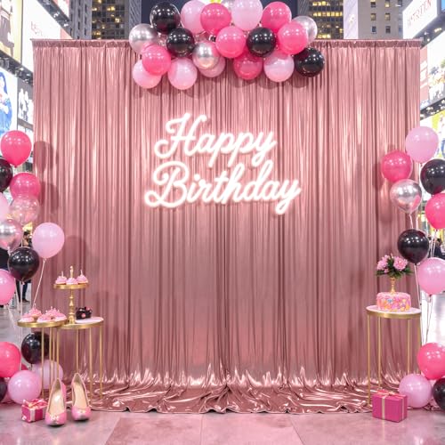 10x10ft Rose Gold Backdrop Curtains Glitter Sequin Photo Backdrop Curtain Fabric Sparkly Shimmer Drapes Backdrop Bridal Baby Shower Wedding Birthday Party Photography Backdrops 5x10FT, 2 Panels - color: Rose Gold, size: 10 ft X 10 ft(2 Panels 5ft X 10ft)