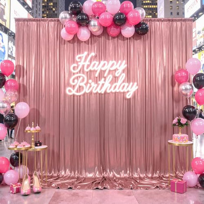 10x10ft Rose Gold Backdrop Curtains Glitter Sequin Photo Backdrop Curtain Fabric Sparkly Shimmer Drapes Backdrop Bridal Baby Shower Wedding Birthday Party Photography Backdrops 5x10FT, 2 Panels - color: Rose Gold, size: 10 ft X 10 ft(2 Panels 5ft X 10ft)