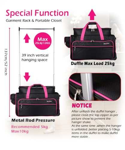 Dance Bag with Garment Rack,23inch Dance Competition Garment Bags with Clothes Rack,Suitcase,Rolling Duffle for Travel, Wheeled Drop-Bottom Upright Luggage Closet Suitcase(Expand-Purple - color: 23inch Expand-Purple