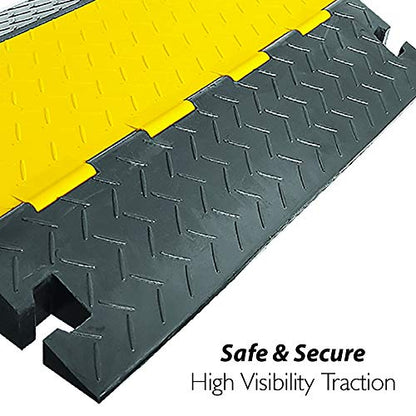 Pyle Hose & Cable Protection Ramp - Extra Heavy Duty Four Channel Extra Large Opening for Water Hose Car Truck Pedestrian Ramp Supports 55000 Lbs, Flip-Open Cover, 31.5” x 23.2” x 3.14” PCBLCO108