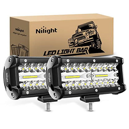 Nilight 18022C-B 6.5Inch 2PCS 6.5 Inch 120W Spot & Flood Combo Bar Driving Waterproof Led Work Light Triple Rows Off-Road Truck Car ATV SUV Jeep Cabin Boat, 2 Years Warranty - color: 2Pcs Led Pods, size: Led Pods