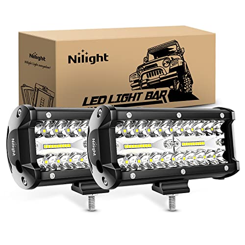 Nilight 18022C-B 6.5Inch 2PCS 6.5 Inch 120W Spot & Flood Combo Bar Driving Waterproof Led Work Light Triple Rows Off-Road Truck Car ATV SUV Jeep Cabin Boat, 2 Years Warranty (Pack of 12) - color: 2Pcs Led Pods, size: Led Pods (Pack of 12)