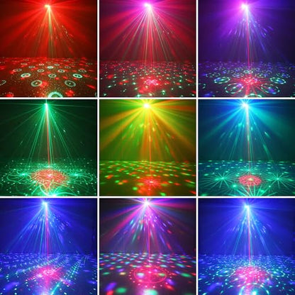 7 Lens Disco Ball Lights,USB Powered RGBW DJ Strobe Lighting Sound Activated,Laser Party Light Indoor Outdoor for Xmas Club Bar Parties Holiday Christmas Home Decoration