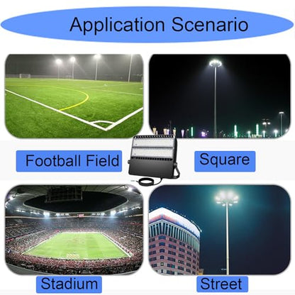 240W LED Stadium Flood Lights Outdoor 36000LM Super Bright | Yoke Wall Mount with Adjustable Bracket Parking Lot Floodlights 5000K 100V-277V Commercial IP65 Waterproof Black Arena Lamp - size: Large/240-1