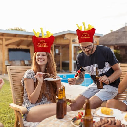 Funny French Fries Novelty Hat with 100% Potato Goodness Embroidery. Fun Fast Food Costume Accessory for Theme Parties & Holiday Events