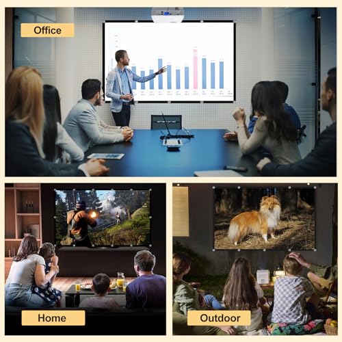 Foldable 120-inch Projector Screen,XINLEMY 4k 16:9 Anti-Crease Portable Washable Projector Backing Black Absorbs Light Movies Screens for Home Theater Backyard Indoor and Outdoor Camping