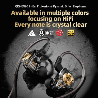 Piluyaa Wired Gaming Headphones IEM Earphones with 1DD，QKZ ENZO in Ear Monitor, HiFi Earbuds, Bass Sound with New 11mm Dynamic Driver for Video Music Gaming (Grey) - color: GREY