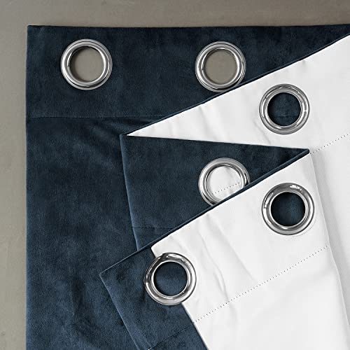 HPD Half Price Drapes Signature Grommet Blackout Velvet Curtains 108 Inches Long Heat & Full Light Blocking Blackout Curtains for Bedroom & Living Room (1 Panel), 50W x 108L, Midnight Blue - color: Midnight Blue, size: 50"W x 108"L (Pack of 1)