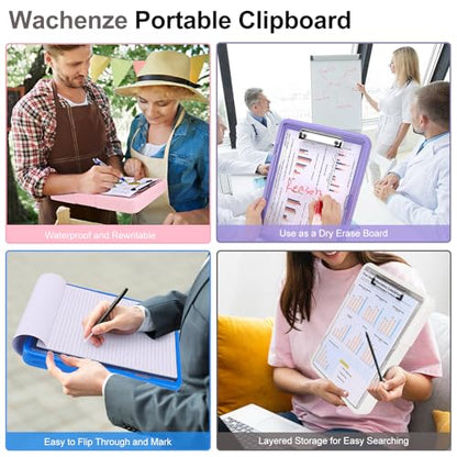 Clipboard, Clipboard with Storage, Heavy Duty Clip Boards 8.5x11, Protective Over Molded Edge, Plastic Clipboards, Contractor Folder with Internal Pen Pouch for Driver (White) - color: White