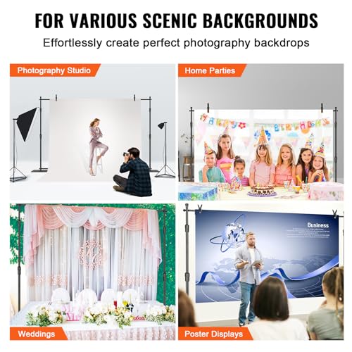 VEVOR 10ft x10ft Pipe and Drape Kit, Heavy Duty Backdrop Stand with Carbon Steel Base, Adjustable Backdrop Support with 2 Clamps and A Carry Bag for Wedding, Party, Event, Photography and Exhibition | for Wedding, Party, Event, Photography, & Exhibition,
