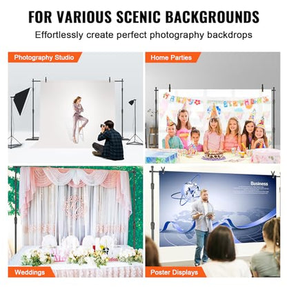 VEVOR 10ft x10ft Pipe and Drape Kit, Heavy Duty Backdrop Stand with Carbon Steel Base, Adjustable Backdrop Support with 2 Clamps and A Carry Bag for Wedding, Party, Event, Photography and Exhibition | for Wedding, Party, Event, Photography, & Exhibition,