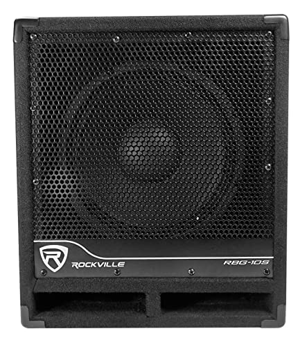Rockville RBG10S Powered PA Subwoofer, Compact, 10", 1200W, Deep Bass, Variable Crossover, Built-in Limiter, Pole Mount, Perfect for DJ, House Parties - size: 10 inch