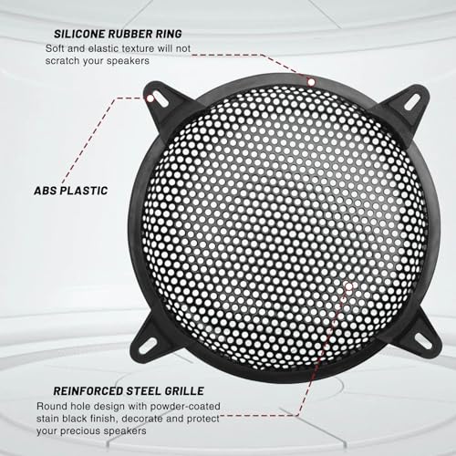 8 Inches Speaker Grill Cover: Metal Round Hole Subwoofer Grill Cover Protector, Car Audio Speaker Grill Cover(Pack of 2)