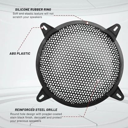 8 Inches Speaker Grill Cover: Metal Round Hole Subwoofer Grill Cover Protector, Car Audio Speaker Grill Cover(Pack of 2)