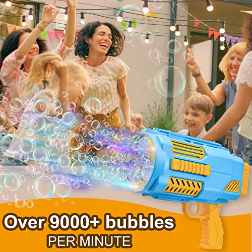 KB KAIBO Upgraded Bubble Gun No Dip, Bubble Machine Gun with LED Lights, 9000+ Bubbles Per Minute for Kids, Boys Girls 3-12 Years Old, Birthday Party Wedding Outdoor Favors - Blue