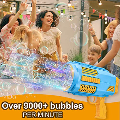 KB KAIBO Upgraded Bubble Gun No Dip, Bubble Machine Gun with LED Lights, 9000+ Bubbles Per Minute for Kids, Boys Girls 3-12 Years Old, Birthday Party Wedding Outdoor Favors - Blue