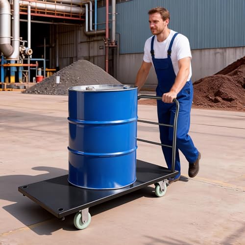 VEVOR Heavy Duty Platform Truck, 2000 LBS Industrial Steel Flatbed Cart with 360° Swivel Wheels, Platform Push Cart Dolly, Easy Storage for Warehouse/Garage/Moving/Garden (48" x 24" x 32") | Platform Truck with 360° Swivel Wheels, Foldable Push Cart Dolly