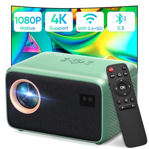 Mini Projector with Wifi and Bluetooth, Full HD 1080P Portable Projector 4K Support, Electric Focus & Auto Keystone Projector for Bedroom/Home/Outdoor, Compatible with Smartphone/HDMI/USB/TV Stick