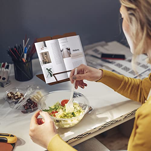 Honagu Book Stand Metal Desk Book Holder, Book Holders for Reading Hands Free, Adjustable Cookbook Documents Holder, Portable Bookstand for Music Books, Textbook, Recipe, Tablet, Ipad (Brown) - color: Brown