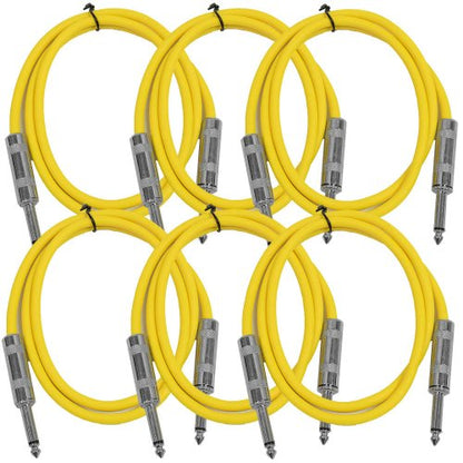Seismic Audio - SASTSX-3 (6 Pack) - 3 Foot TS 1/4" Guitar, Instrument, or Patch Cables Yellow - color: Yellow, size: 3 Foot