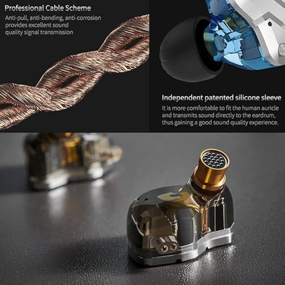 KZ ZS10 Pro Noise Cancelling Monitor Headphones, 4BA+1DD in-Ear HiFi Metal Earphones with Stainless Steel Faceplate, HiFi Gaming Earbuds IEM Earphones, 2 Pin Detachable Cable (Blue,Without Mic) - color: Blue, size: without Mic