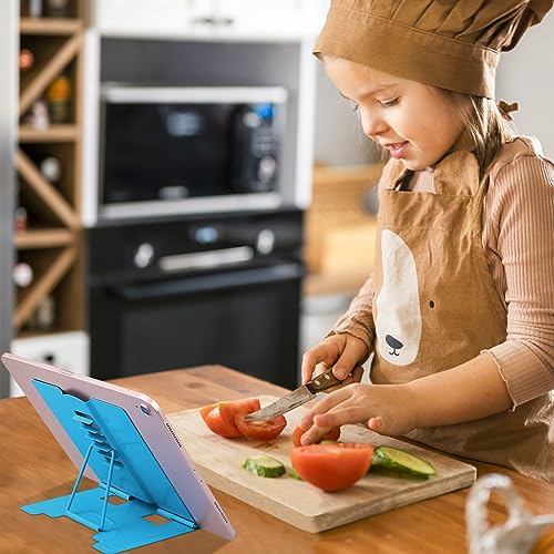 MSDADA Small Desk Book Stand Metal Reading Rest Book Holder | Adjustable Cookbook Documents Holder Portable Sturdy Bookstands for Recipes Textbooks Tablet Music Books(Sky Blue） - color: Sky Blue