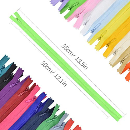 40Pcs Nylon Invisible Sewing Zippers, for DIY Handmade Garment Bags Home Textile Tailor Sewing Craft Sewer Crafter's Special 20 Color (30cm/12inch) - style: 30cm/12inch