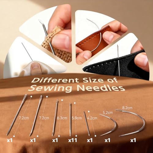 Coquimbo Leather Sewing Kit: 43pcs Needle and Thread Kit with Sewing Awl | Upholstery Repair Kit, Heavy Duty Sewing Tools for Car Seats, Bags, Shoes, Sofa, Tents, Carpets, Leather Crafts, DIY