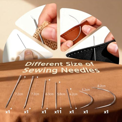 Coquimbo Leather Sewing Kit: 43pcs Needle and Thread Kit with Sewing Awl | Upholstery Repair Kit, Heavy Duty Sewing Tools for Car Seats, Bags, Shoes, Sofa, Tents, Carpets, Leather Crafts, DIY