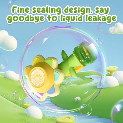 Sunflower Bubble Machine for Kids, 25,000+ Bubbles, 3 Modes, LED Lights | Handheld Automatic Bubble Maker for Toddlers Ages 3+, Outdoor Summer Play, Birthday Party Favor and Gift for Girls and Boys. - style: Yellow