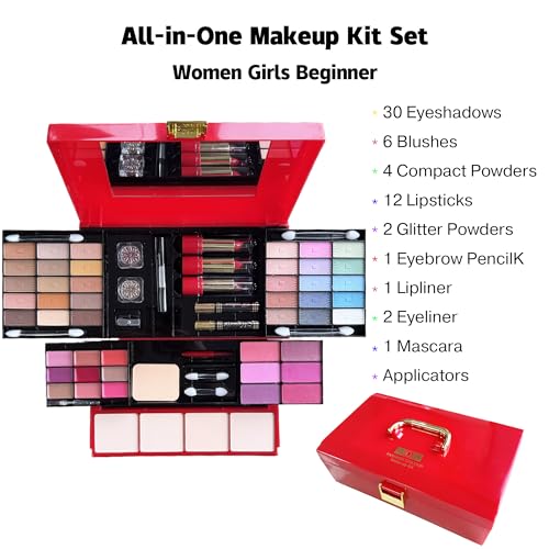 58 Colors Professional Makeup Kit for Women Girls All in One Full Make up Gift Set with Eyeshadow Palette, Blush, Lipstick, Eyeliner, Highlighter, Mascara, Mirror,Makeup Gift for Women Teens Beginners