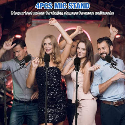 Relaxweex 4 Pcs Tripod Microphone Stand Boom Arm Floor Mic Stand with Carrying Bag and Mic Clips for Singing Stage Wedding Karaoke Church (Classic Style) - style: Classic Style