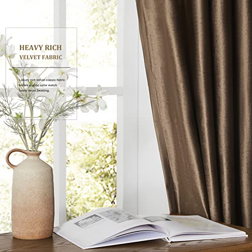 BULBUL Velvet Brown Blackout Curtains 90 inch Long for Living Room - color: Brown, size: 52"W x 90"L (Pack of 2)