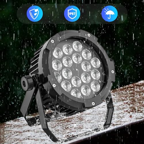 16-Pack IP67 Waterproof LED UV RGBWA 6-in-1 Par Light Outdoor Uplighting DMX Control Wash Strobe Effect DJ Light for Halloween Christmas Night Club Disco Club Church Wedding Bar - color: 16-PACK