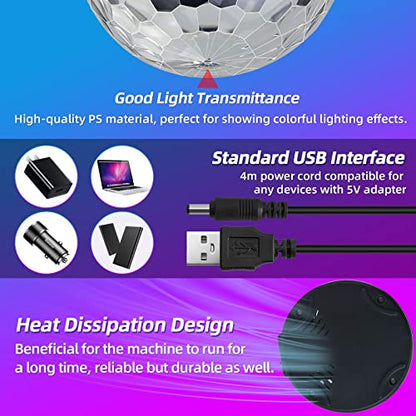 Disco Ball Light, Party Favors & Decorations, USB LED Mini Sound Activated DJ Dance Colourful RGB Strobe Lamp for Home Room Dance Karaoke Xmas Halloween Happy Birthday Wedding Club Show